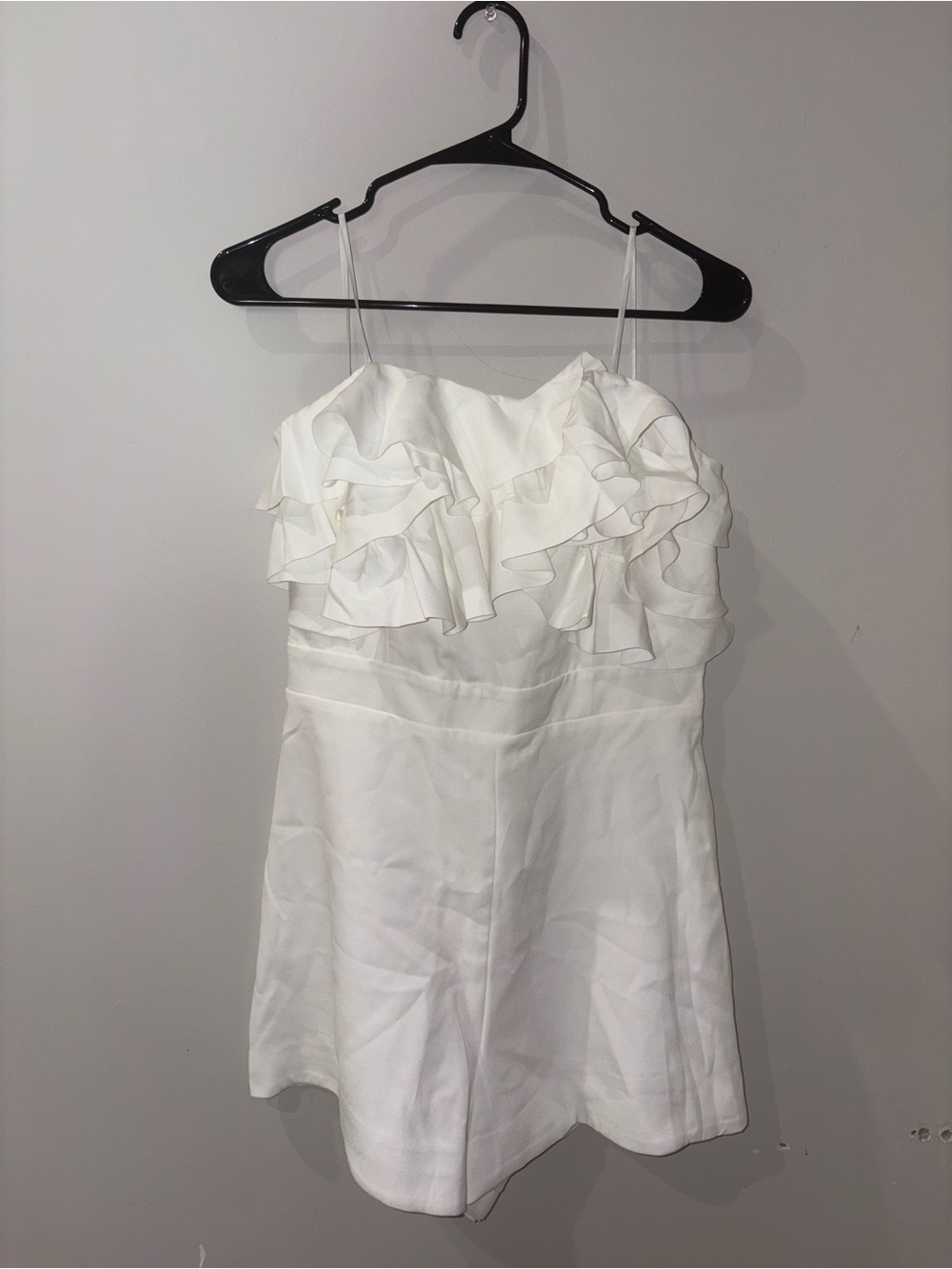 DO+BE White Ruffle Spaghetti Strap Mini Dress